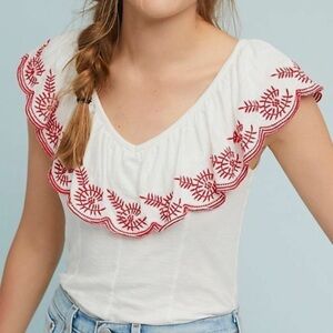 Anthropologie Julieta Ruffled Top by Moulinette Soeurs